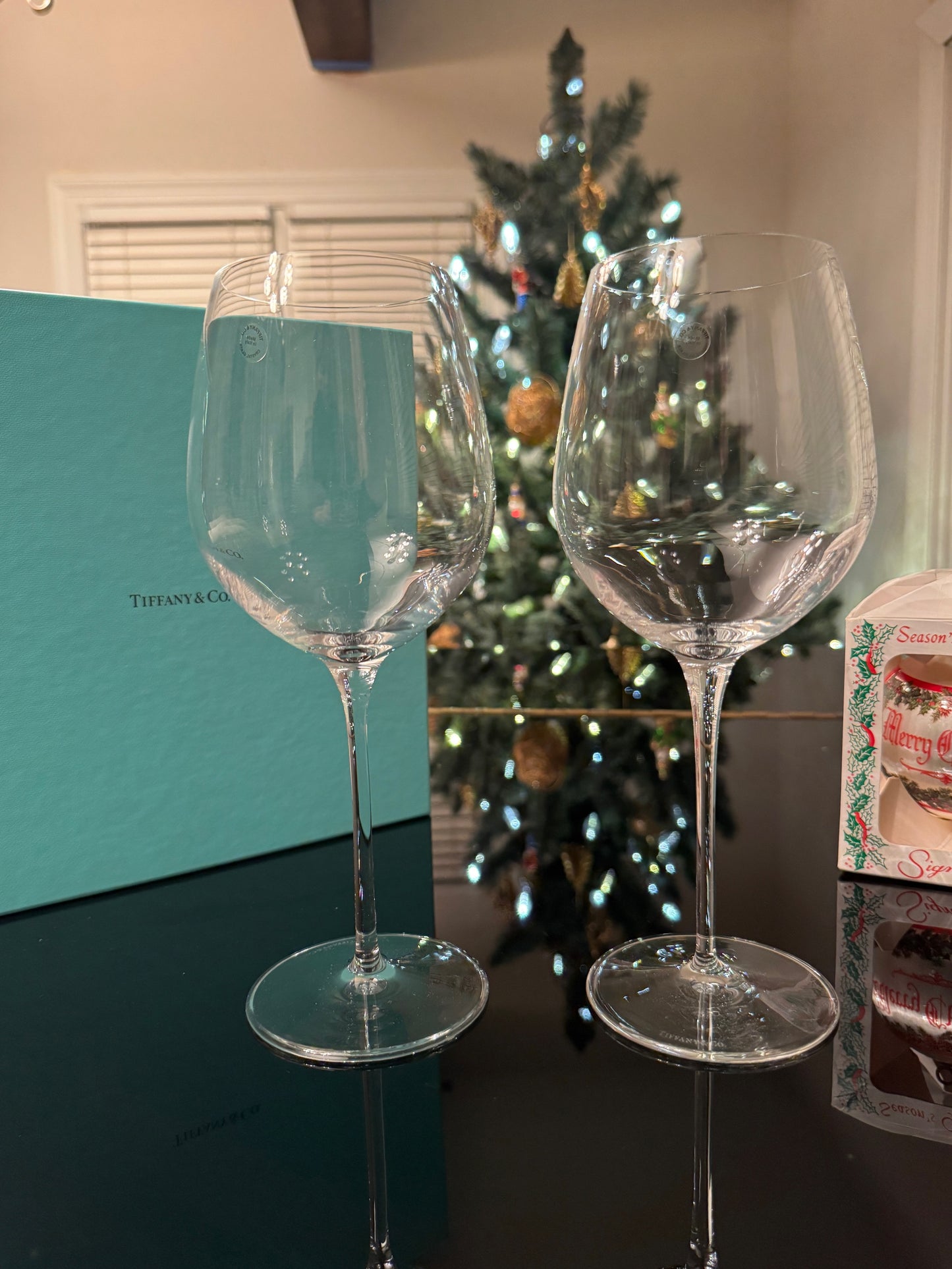 Tiffany Wine Crystal Glasses, Set of Two, Signed LOT TIF001