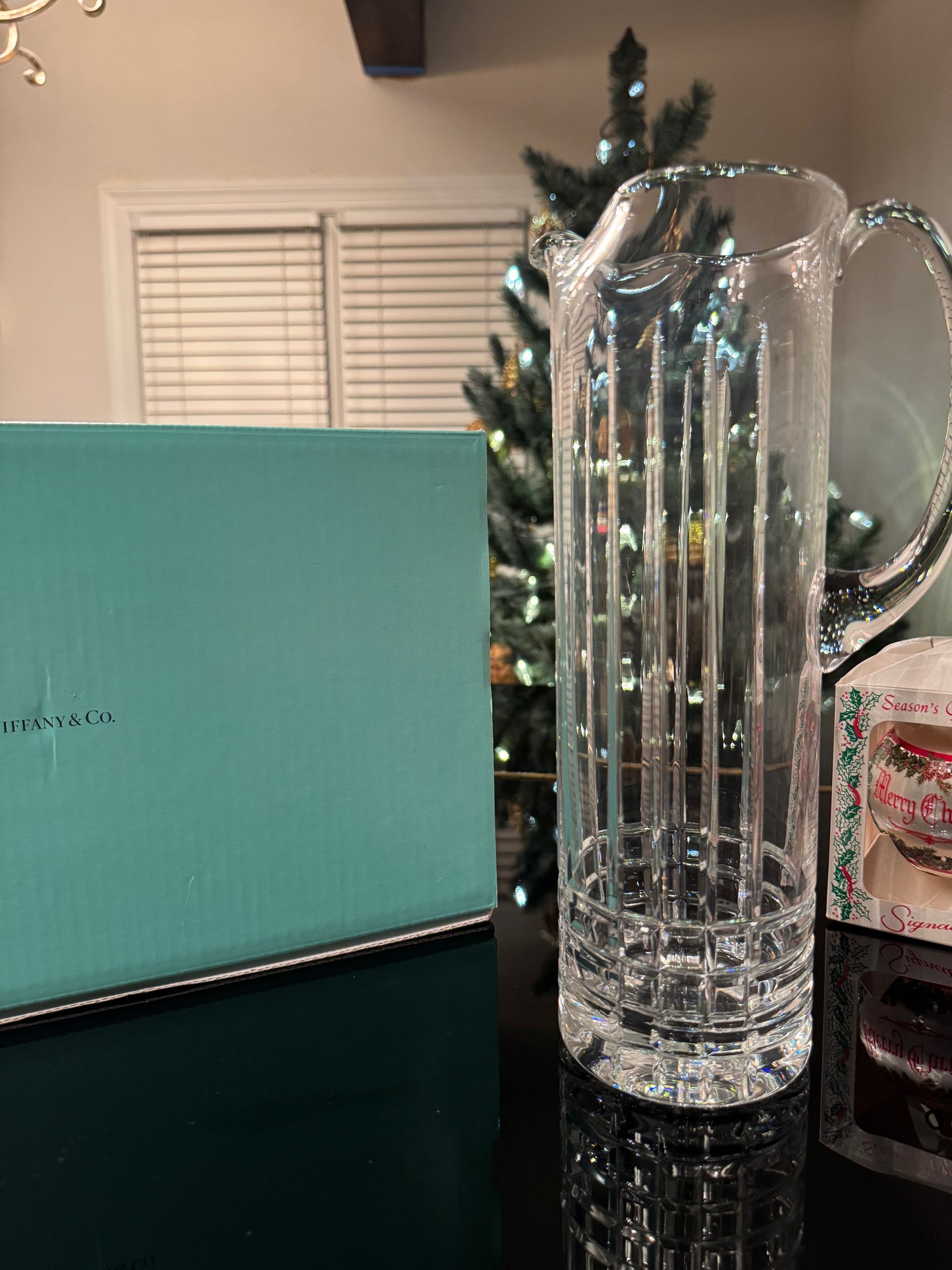 Tiffany Plaid Pitcher 40.6 oz, Signed